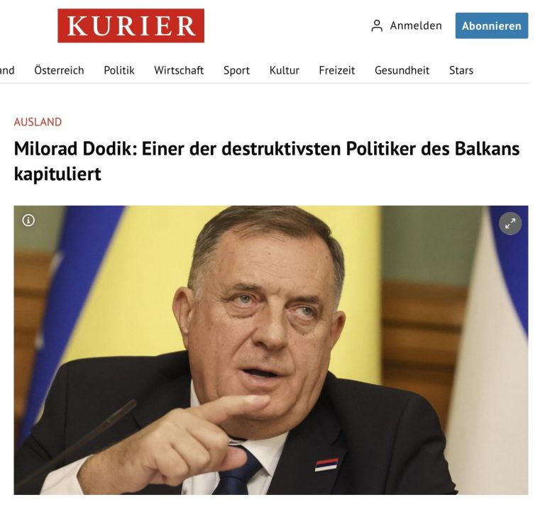 Austrijski Kurier: Dodik kapitulira i otvara put ka izborima u Republici Srpskoj